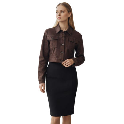 Cropped Shiny Bronze Denim Jacket - Because Basic is Boring