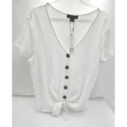 Chic Button-Front Tie-Knot Top - Your New Favorite Flirt!
