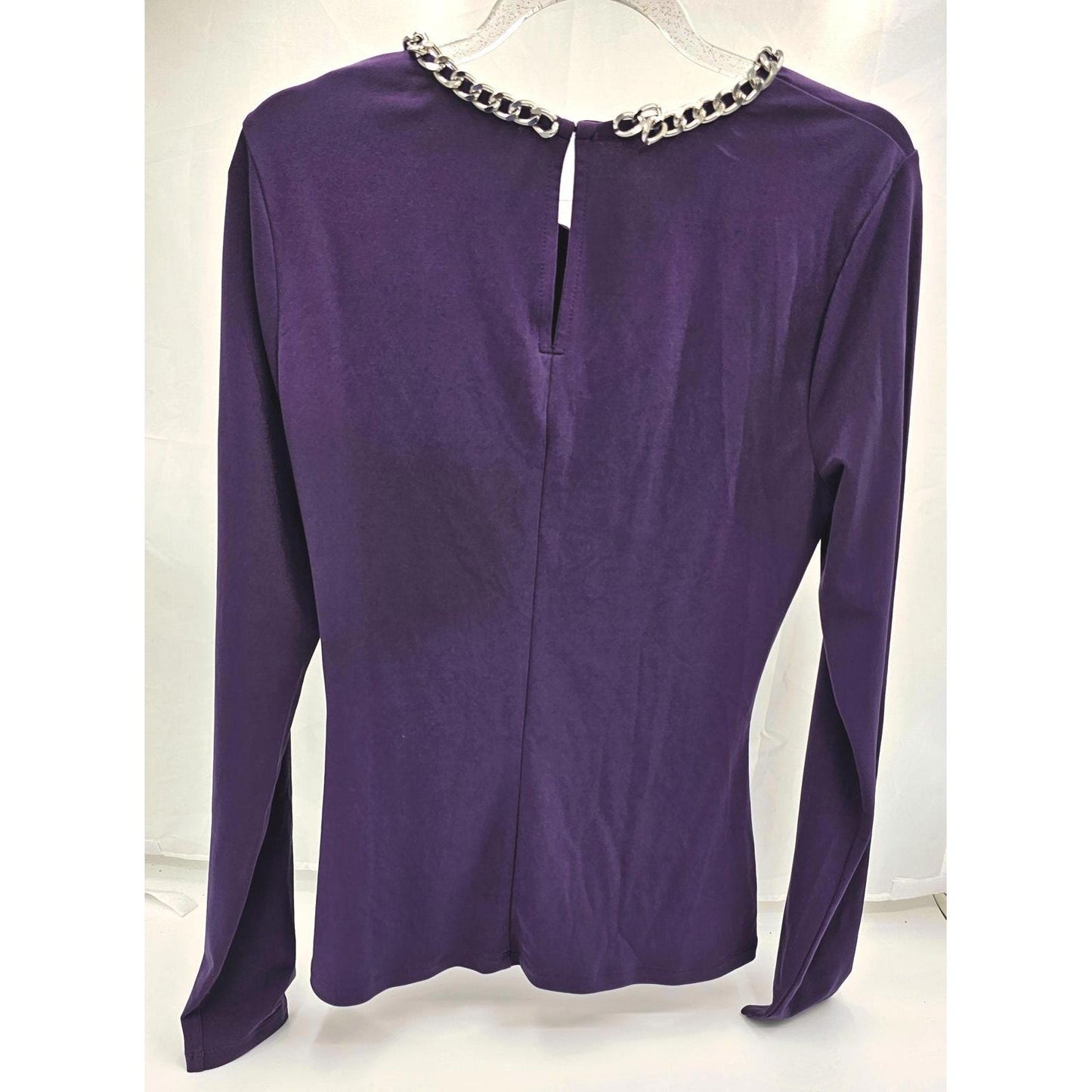 Ruched Long Sleeve Top with Chain Detail