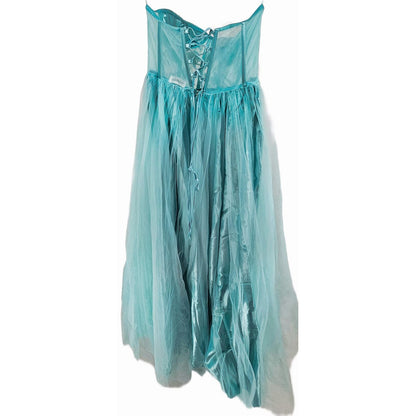 Enchanting Aqua Prom Dress with Corset Lace-Up Back