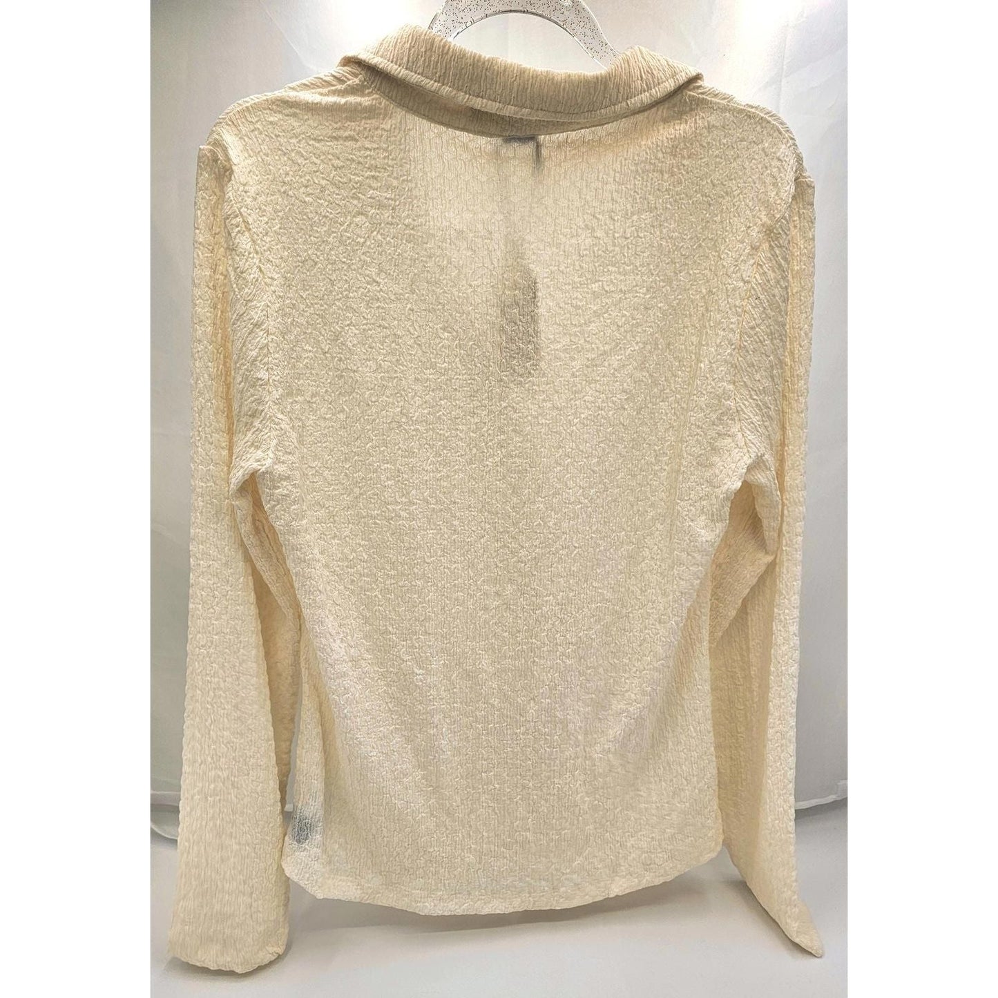 Textured Ruched Button-Up Blouse