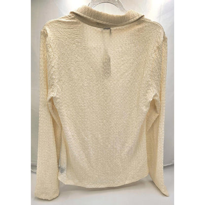 Textured Ruched Button-Up Blouse