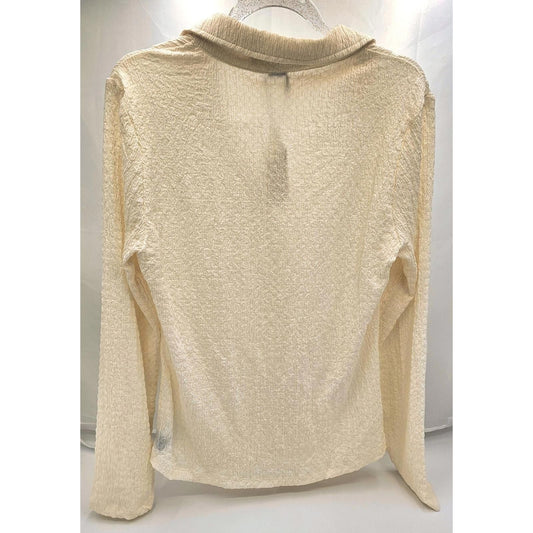 Textured Ruched Button-Up Blouse