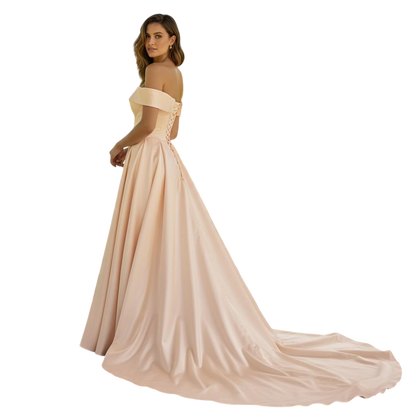 Peach Dreams Satin Ballgown - Feel Like Royalty!