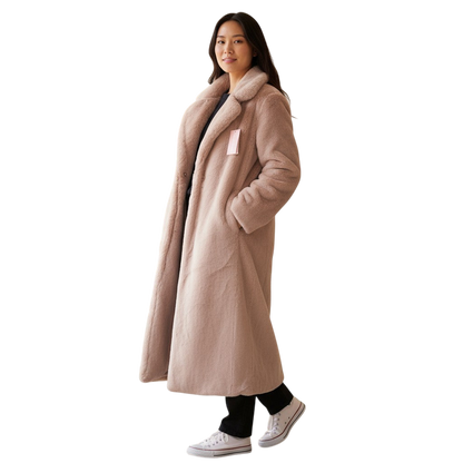 Luxuriously Cozy Blush Faux Fur Long Coat - Your Winter Hug!