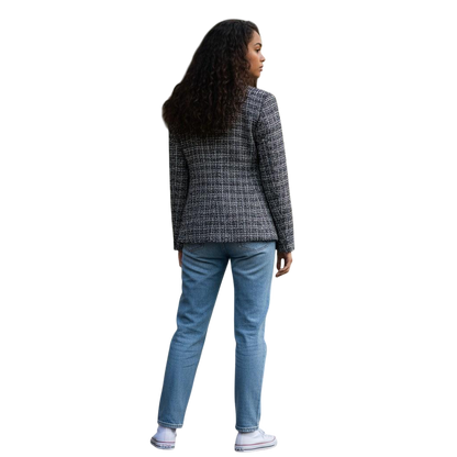 Chic and Tweed Women's Blazer with Statement Buttons