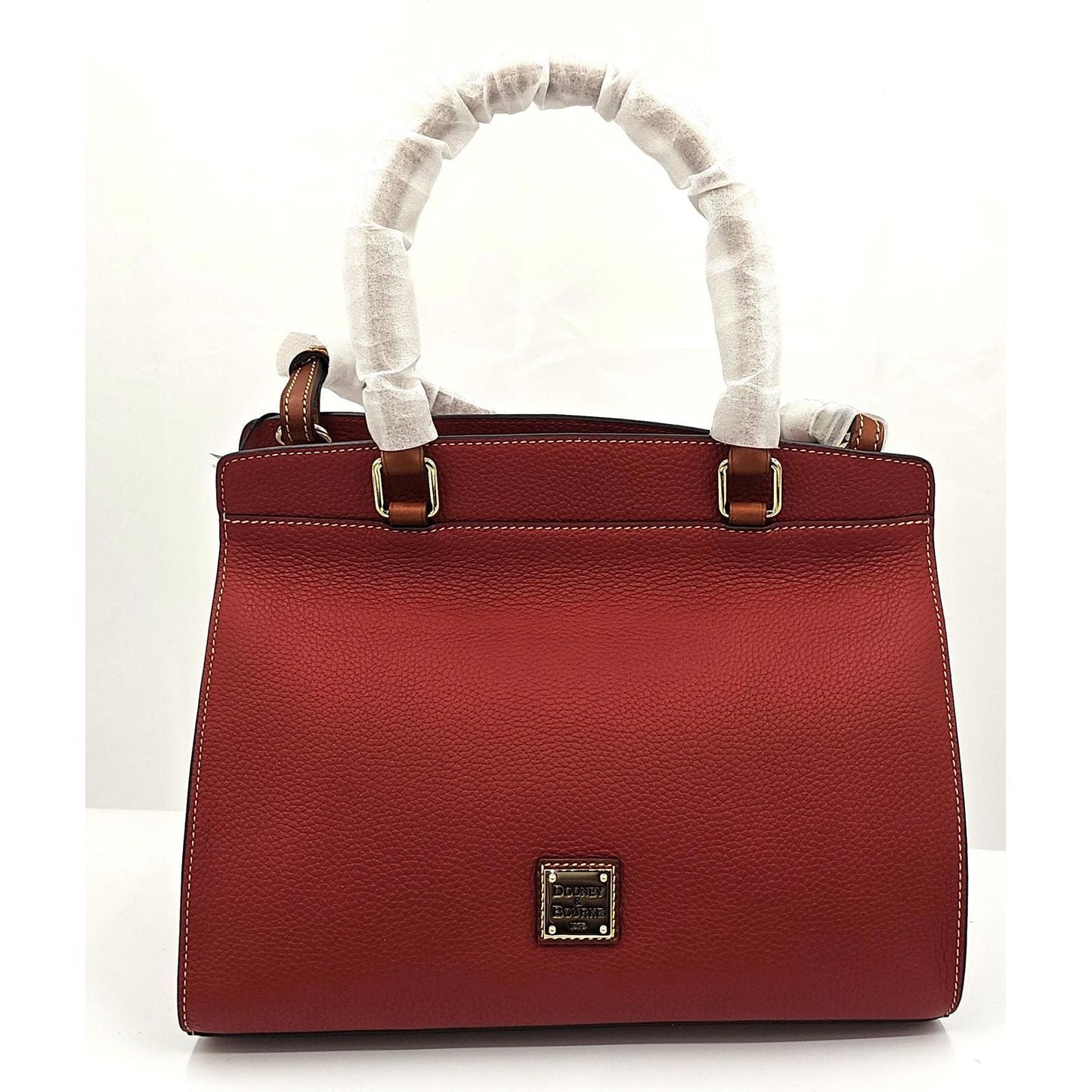 Pebble Grain Leather Satchel - Rust Beauty