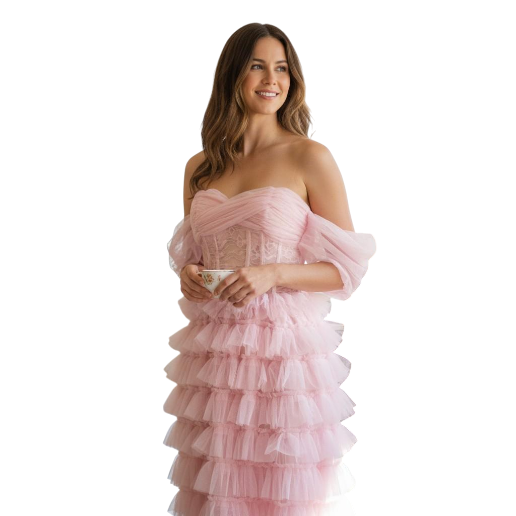 Whimsical Pink Cotton Candy Couture Dress