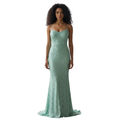 Aqua Shimmer Mermaid Gown: Dazzle & Dance the Night Away