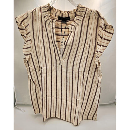 Striped Ruffle Neck Casual Top - Your New Favorite Shirt