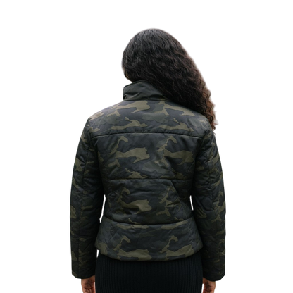 Moto Puffer Jacket Camouflage - Zip Up & Stand Out!