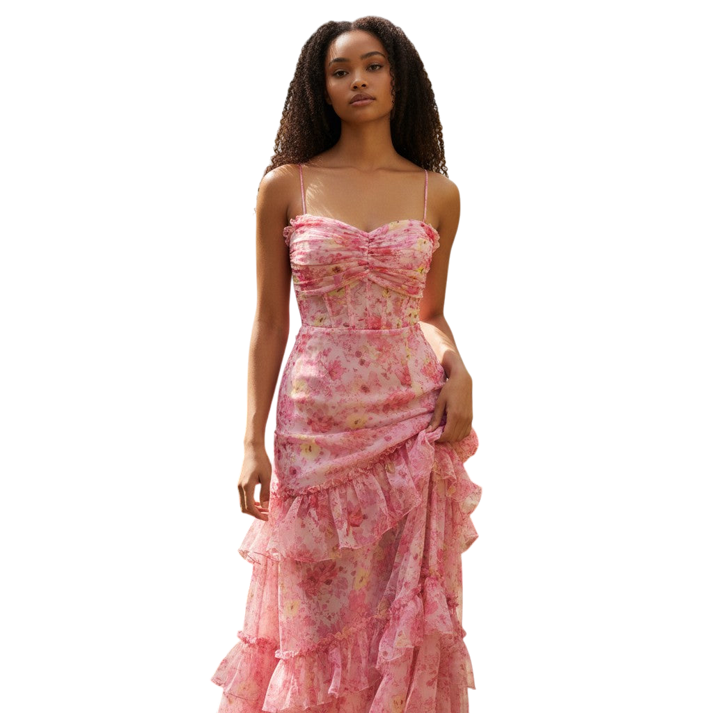 Whimsical Blossom Backless Gown – Make Flowers Jealous!
