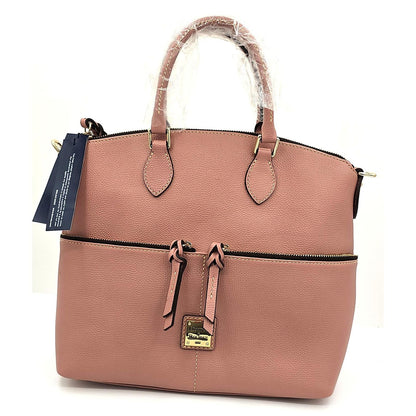 Pebble Grain Double Pocket Satchel Rose