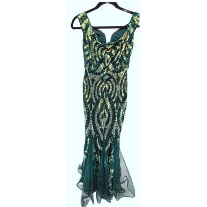 Glamorous and Gold Sequin Prom Dress - Mermaid Magic!