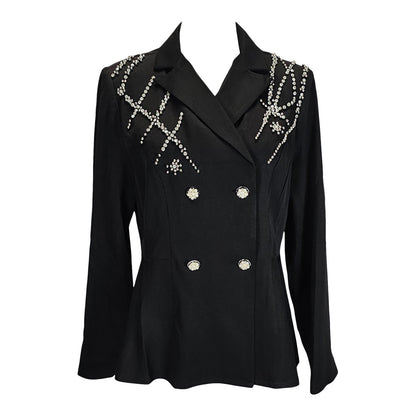 Shein Dazzling Black Blazer with Sparkly Rhinestone Flair/XL