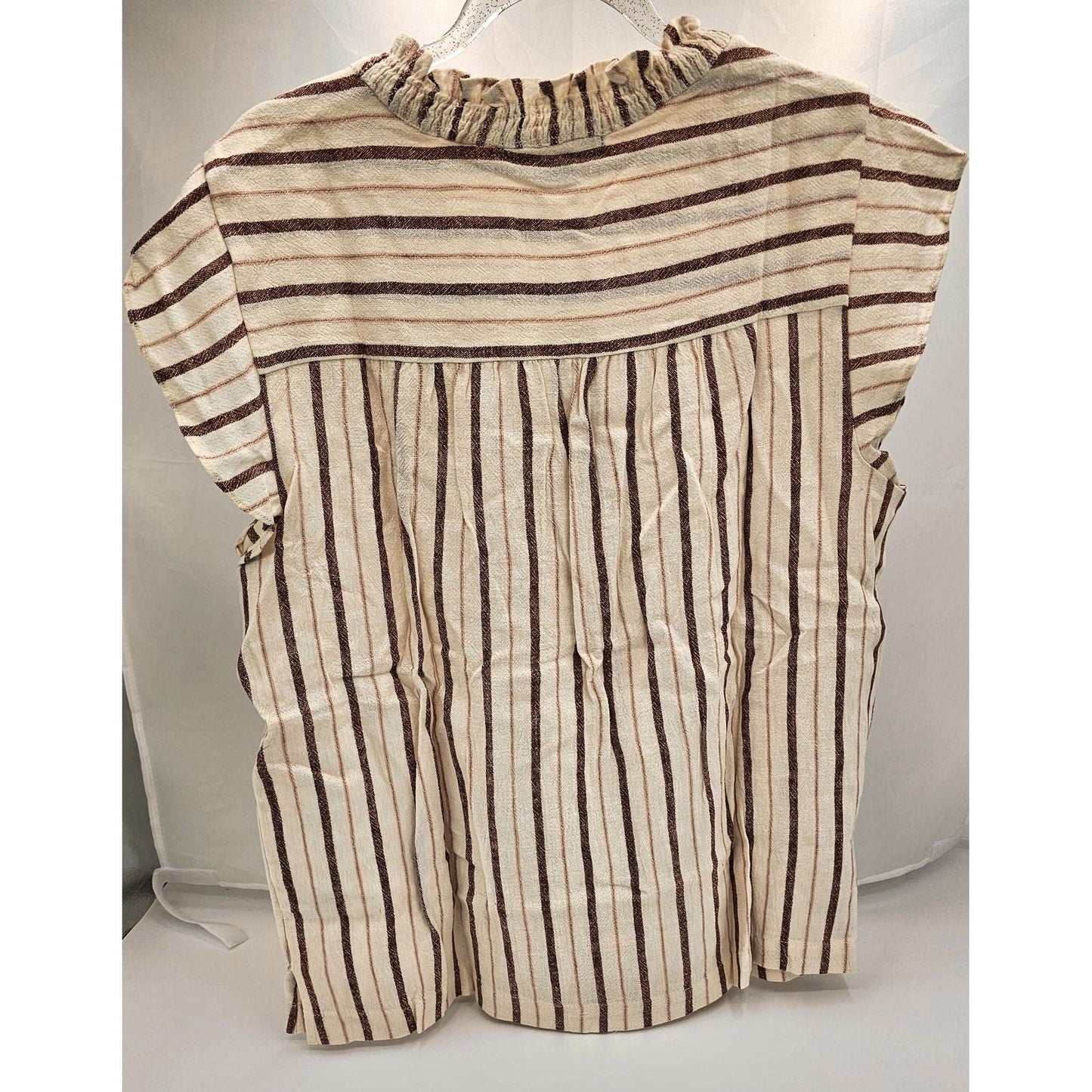 Striped Ruffle Neck Casual Top - Your New Favorite Shirt