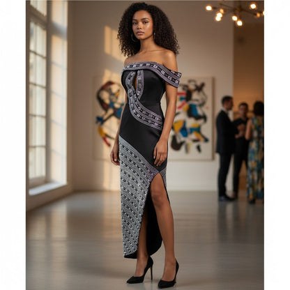 Dazzling Evening Dress with Sparkly Sequin Swirls