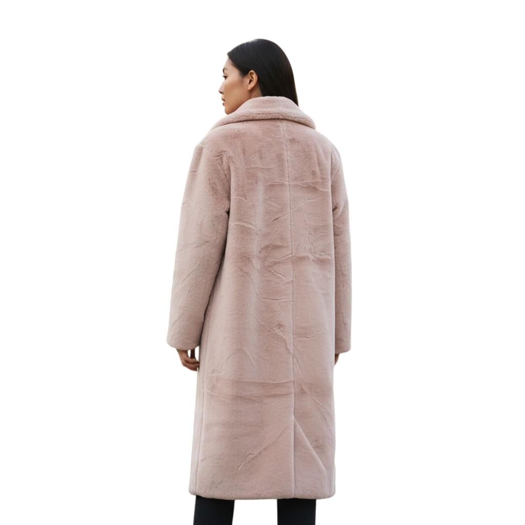 Luxuriously Cozy Blush Faux Fur Long Coat - Your Winter Hug!