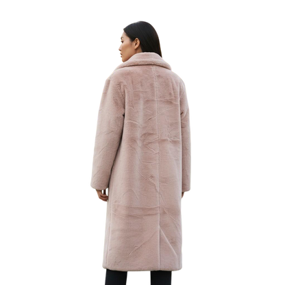 Luxuriously Cozy Blush Faux Fur Long Coat - Your Winter Hug!