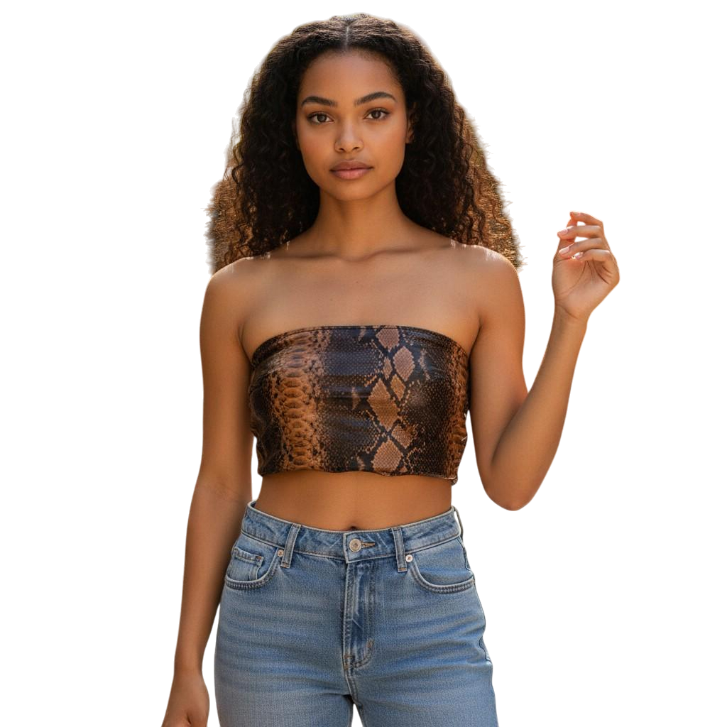 Sassy Snakeskin Bandeau Top - Slither into Style!