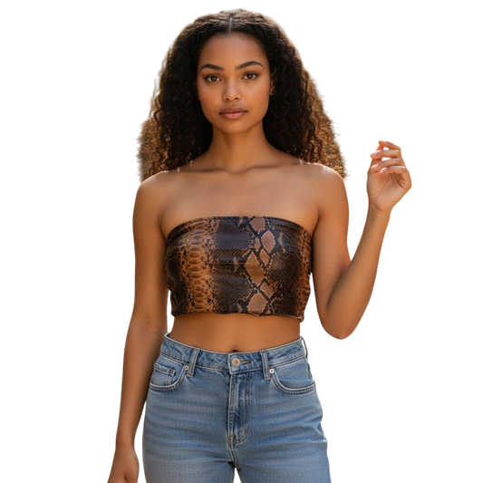 Sassy Snakeskin Bandeau Top - Slither into Style!