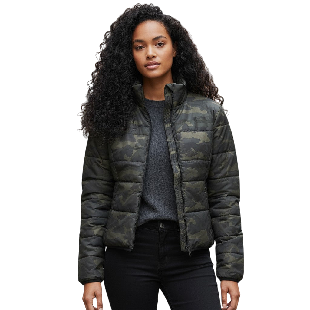 Moto Puffer Jacket Camouflage - Zip Up & Stand Out!