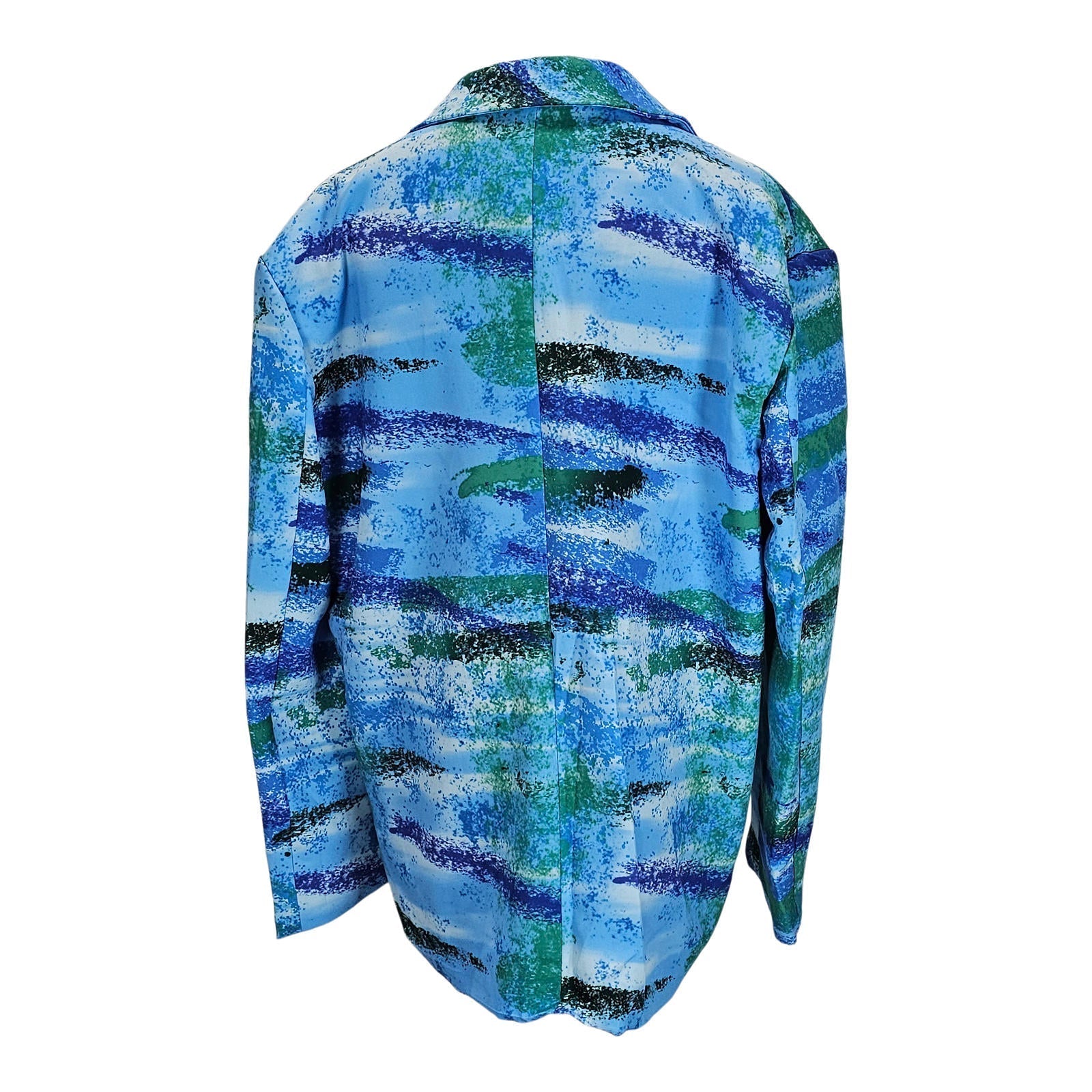 Shein Abstract Blue & Green Women's Blazer - Make Waves in Style!/XL