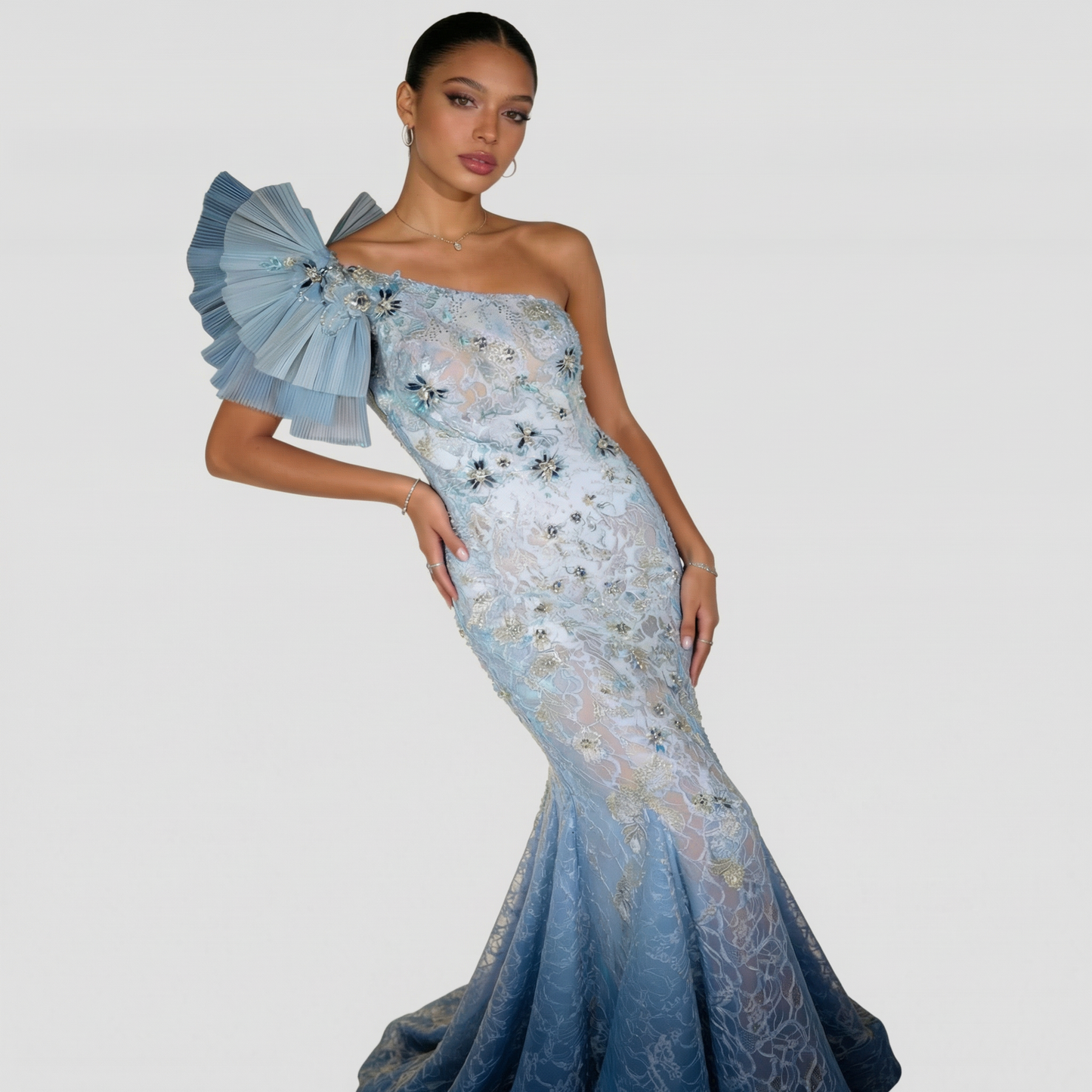 Ocean Dreams: One-Shoulder Elegance Gown