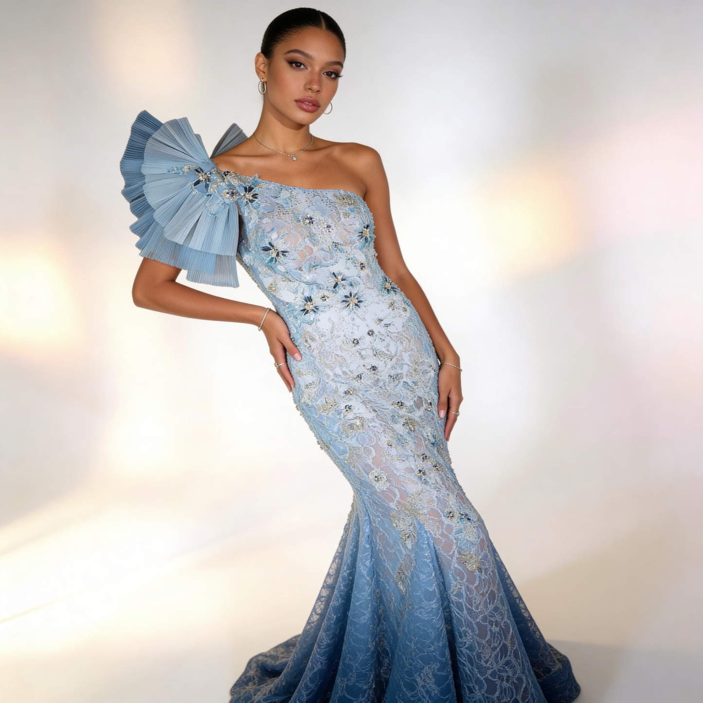 Ocean Dreams: One-Shoulder Elegance Gown