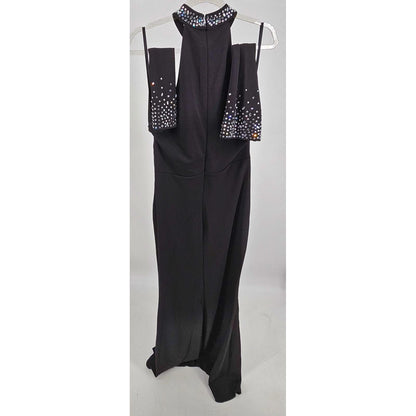 Sparkle & Slay Evening Dress with Rhinestone Collar