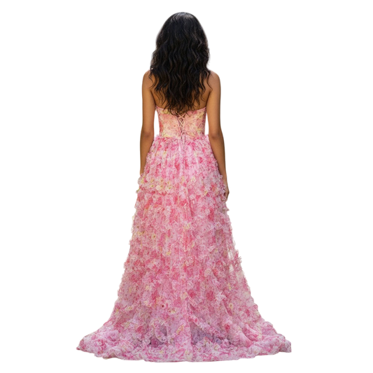 Whimsical Blossom Backless Gown – Make Flowers Jealous!