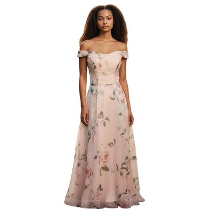 Blossom & Flutter Off-Shoulder Party Dress