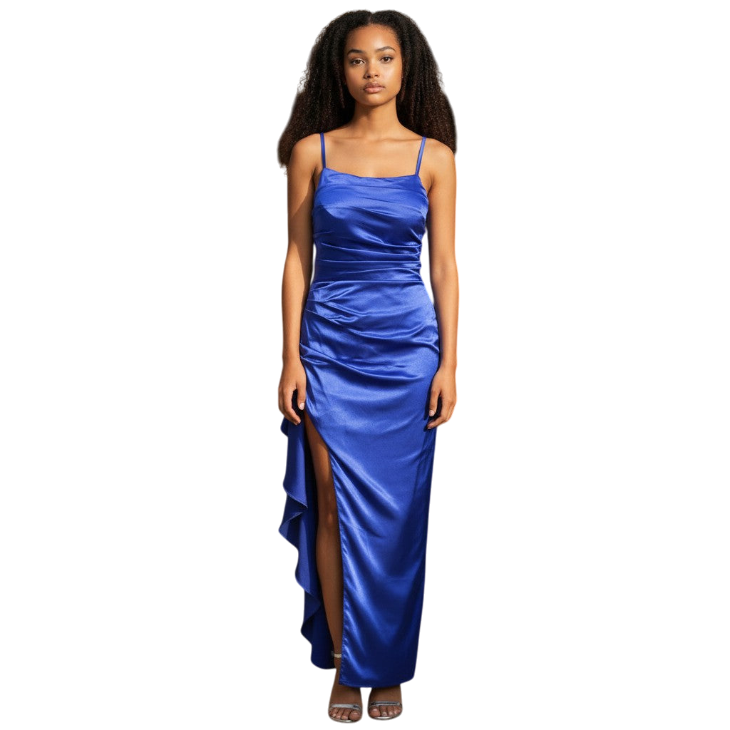 Sassy Evening Gown with Ruffled Slit