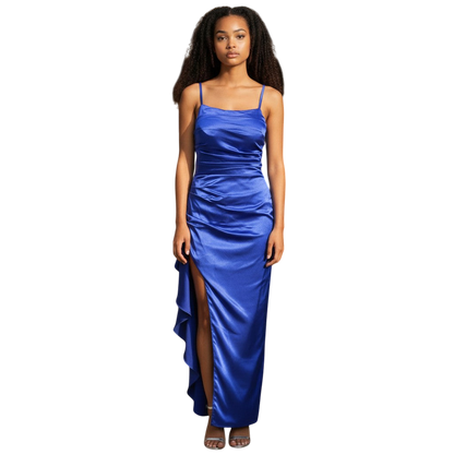 Sassy Evening Gown with Ruffled Slit