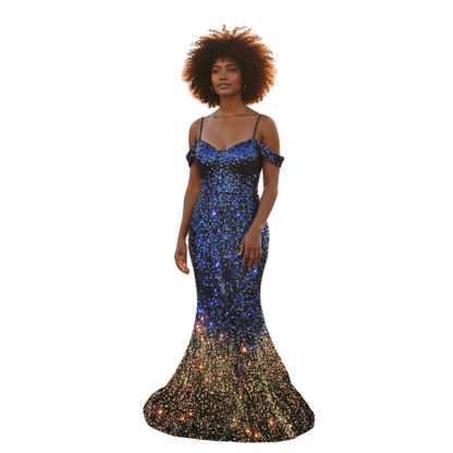 Starry Night Glamour Gown: Shine Like the Cosmos!