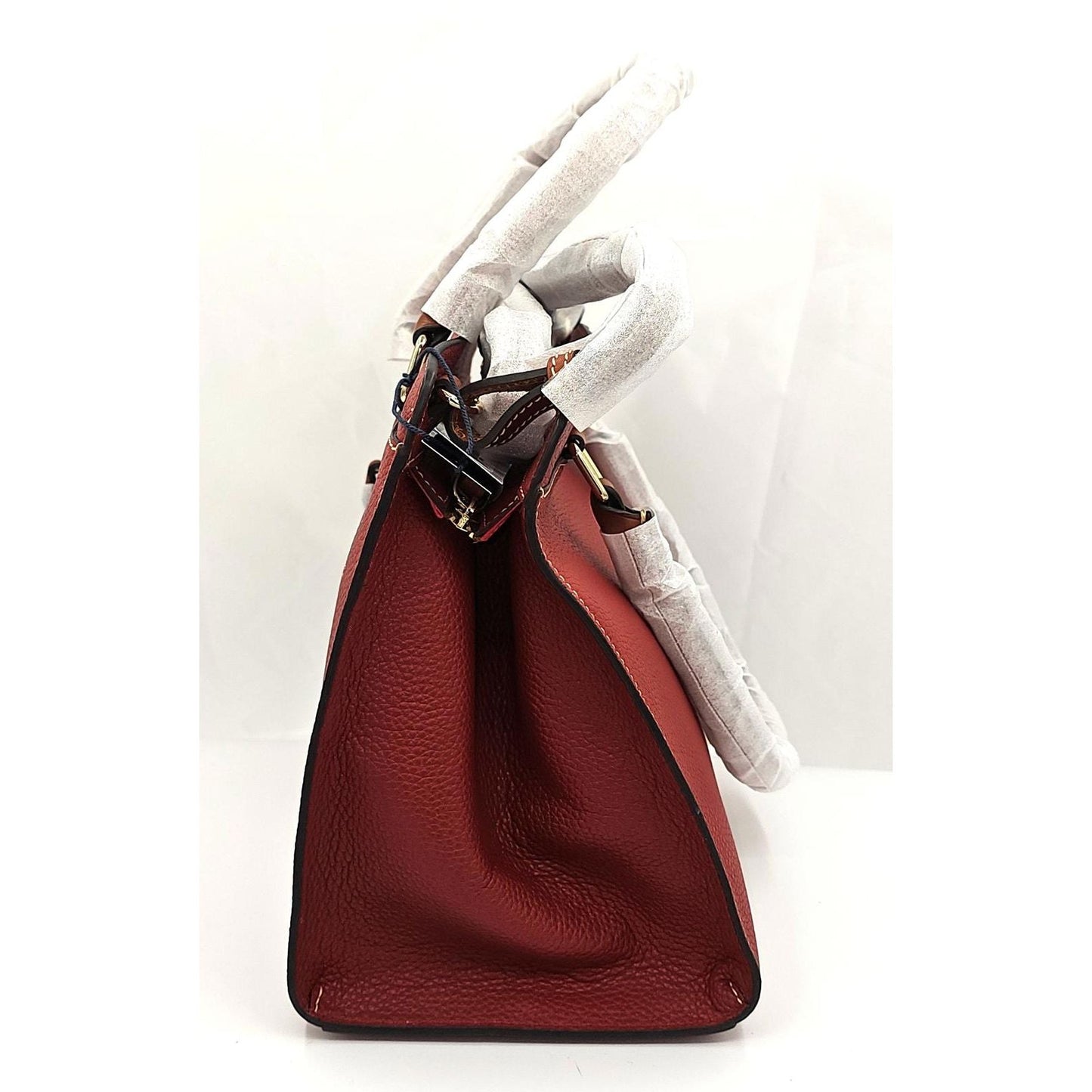 Pebble Grain Leather Satchel - Rust Beauty