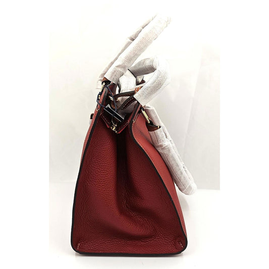 Pebble Grain Leather Satchel - Rust Beauty
