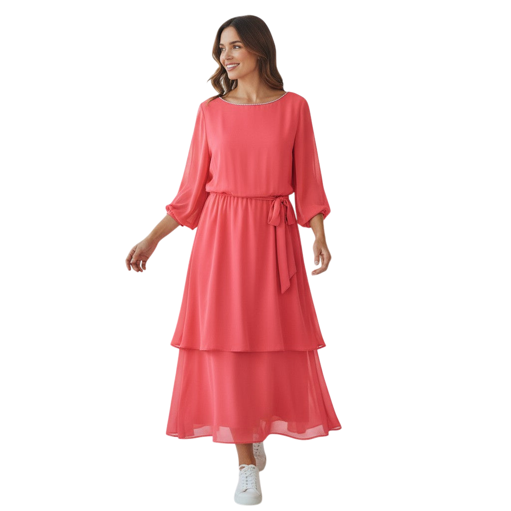 Blush & Bashful Tiered Delight Dress
