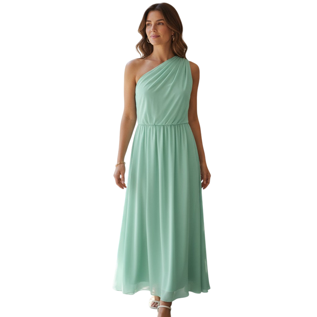 Seafoam Dream: The One-Shoulder Whisper Dress