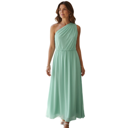 Seafoam Dream: The One-Shoulder Whisper Dress