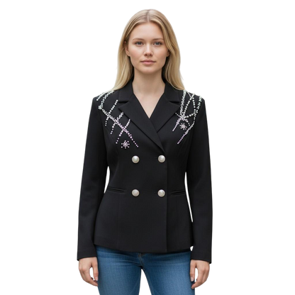 Dazzling Blazer with Sparkly Rhinestone Flair