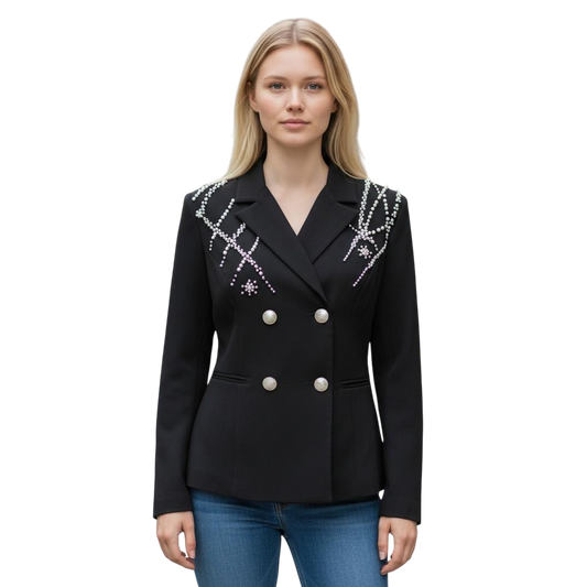 Dazzling Blazer with Sparkly Rhinestone Flair