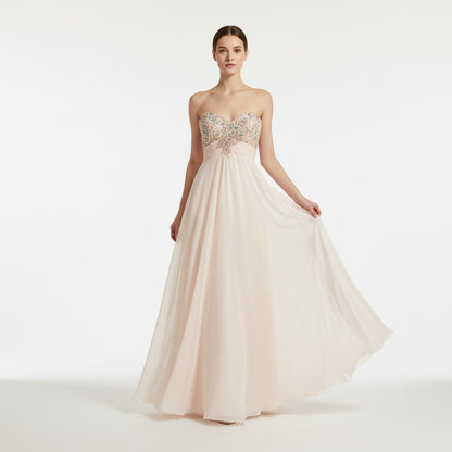 Blush Whispers Through Flowing Chiffon