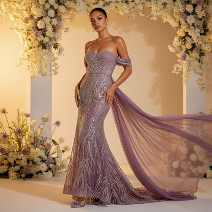 Glimmering Orchid Dream Evening Gown