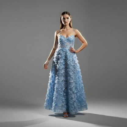 Whimsical Blue Petal Gown – Your Fairy Tale Awaits!