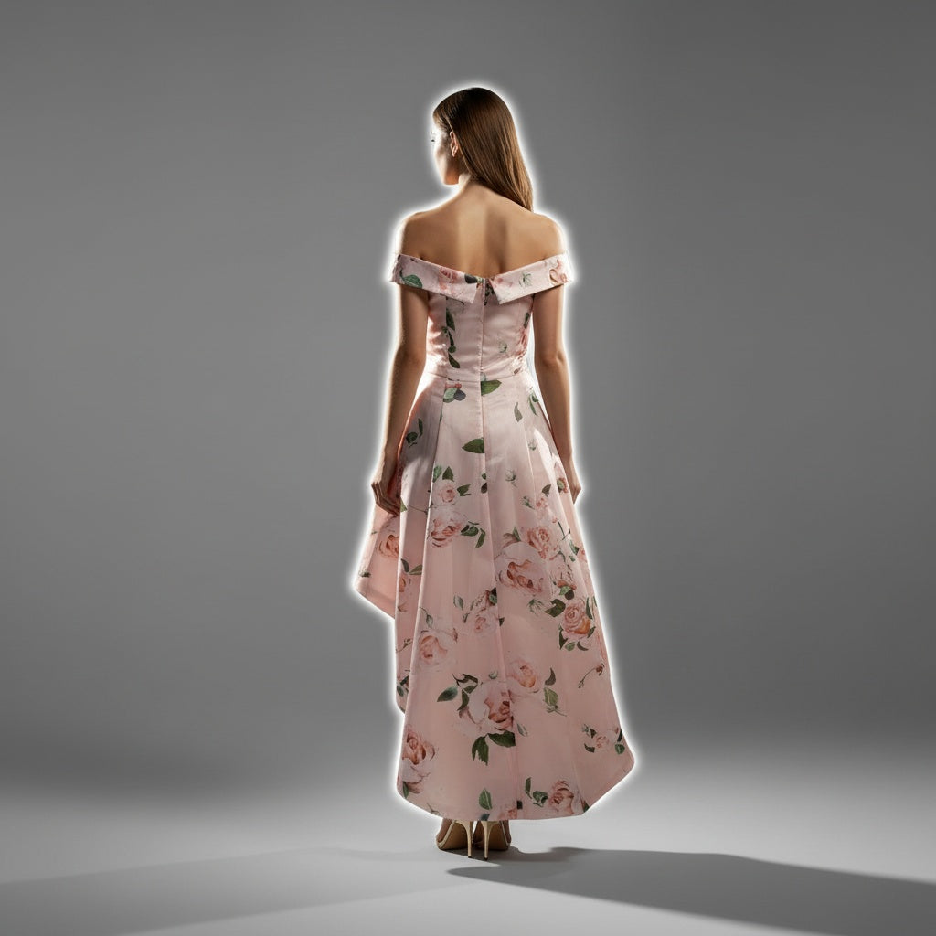 Blossom & Flutter Off-Shoulder Party Dress