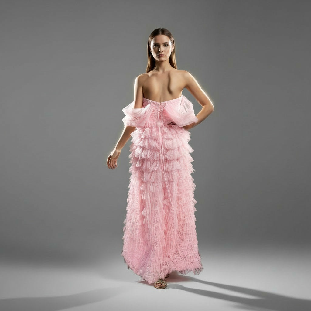 Whimsical Pink Cotton Candy Couture Dress
