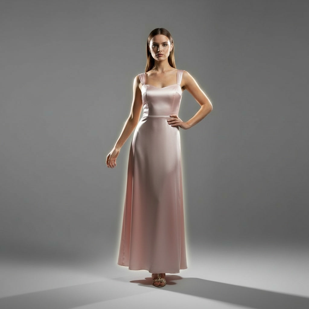 Blushing Belle Lace-Up Evening Gown