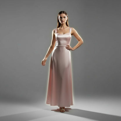 Blushing Belle Lace-Up Evening Gown
