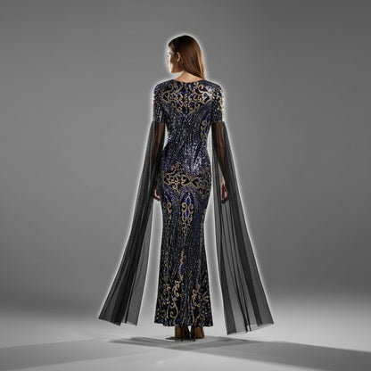 Celestial Glamour: Evening Gown with Mystical Flow
